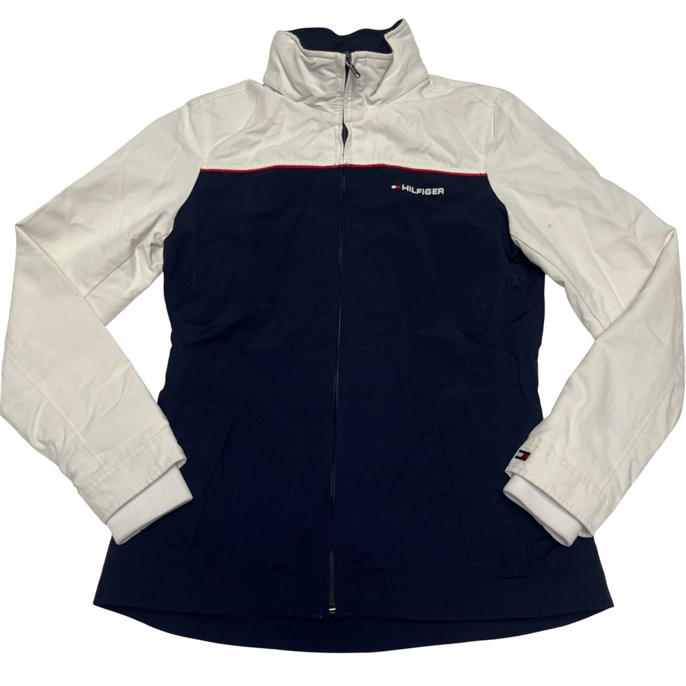 Tommy Hilfiger Womens Windbreaker Jacket Navy White Red Colorblock XS